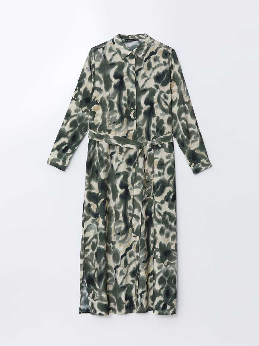 LCWAIKIKI Classic Robe Chemise Longue Imprimée pour Femmes avec Ceinture à Nouer -S5AJ55Z8-LRR