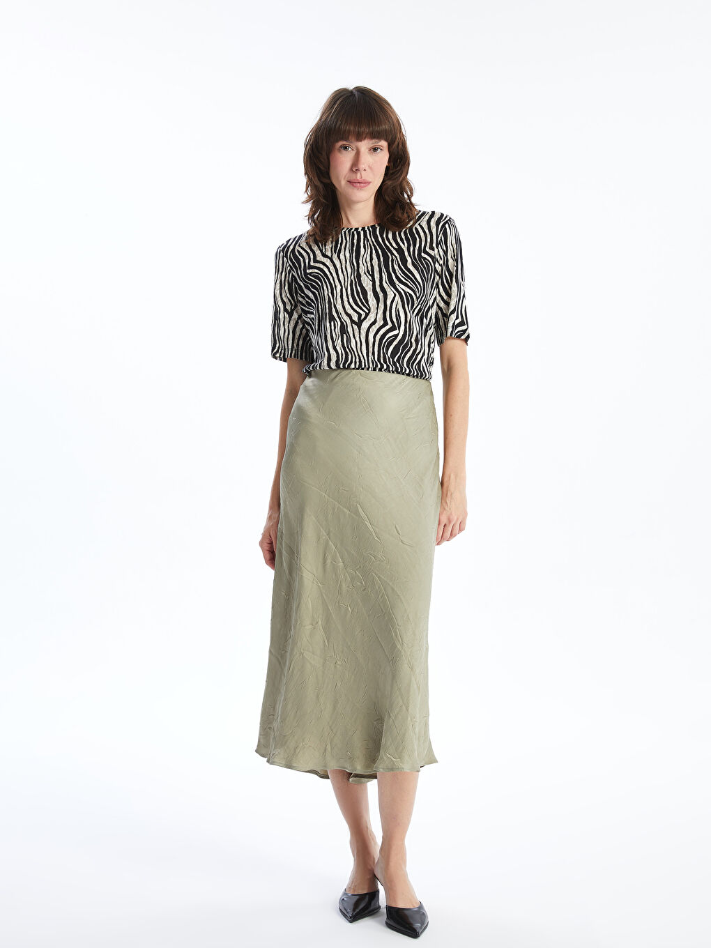 Loose Fit A-Line Satin Women's Skirt -S5AJ67Z8-TPW