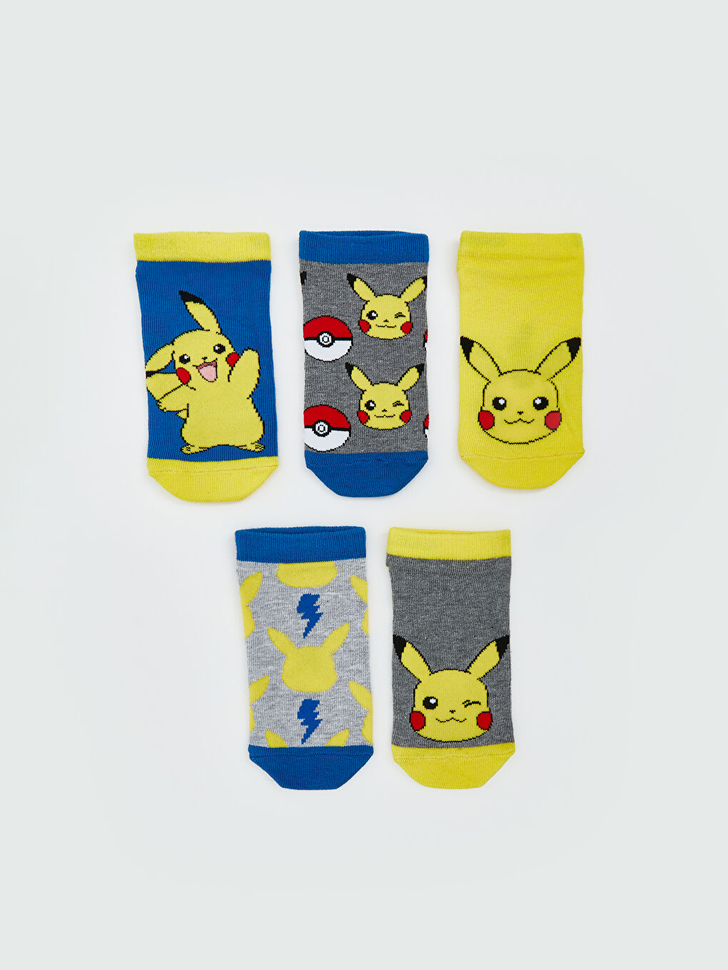 LCW Kids Karişik Pikachu Desenli Erkek Çocuk Patik Çorap 5'li