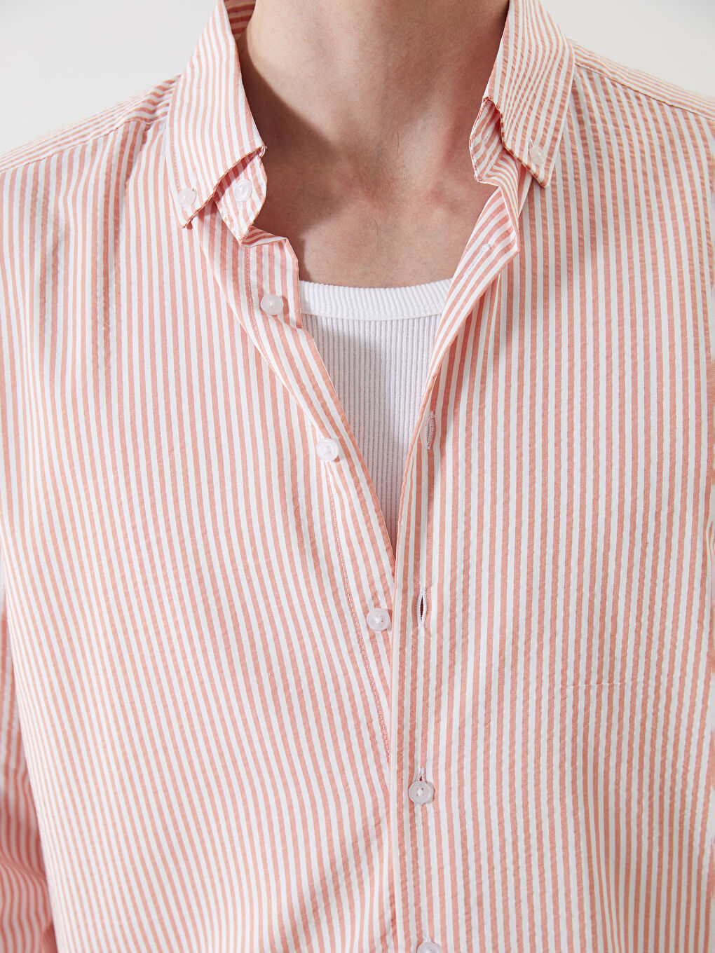 Pembe Regular Fit Uzun Kollu Çizgili Erkek Gömlek-2