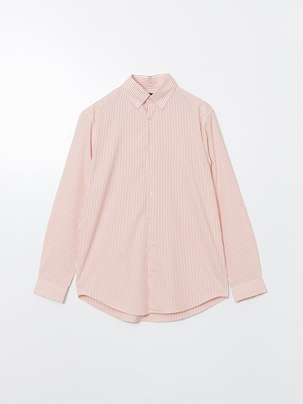 Pembe Regular Fit Uzun Kollu Çizgili Erkek Gömlek-4