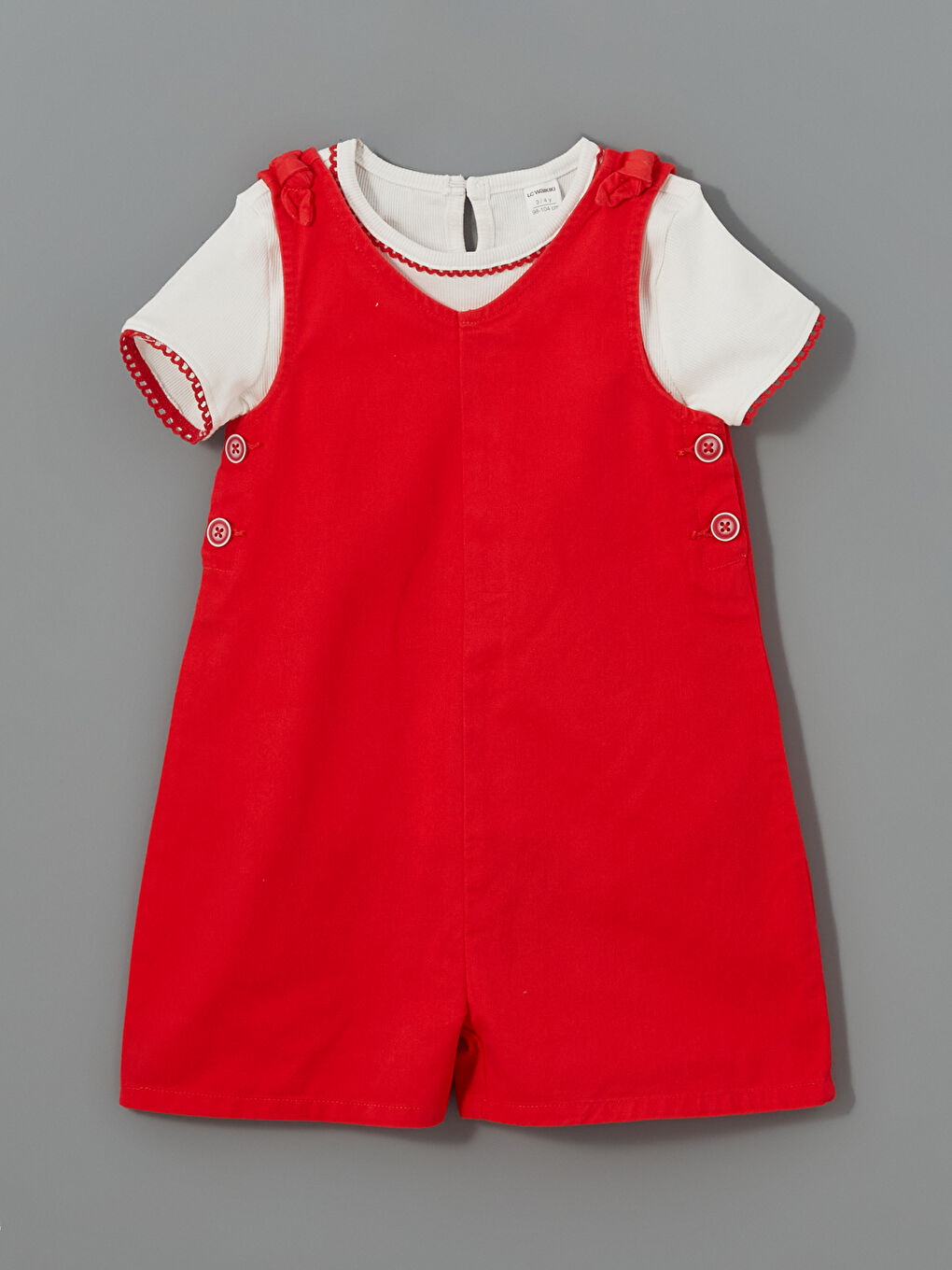 Beyaz Bisiklet Yaka Düz Kız Çocuk Tişört