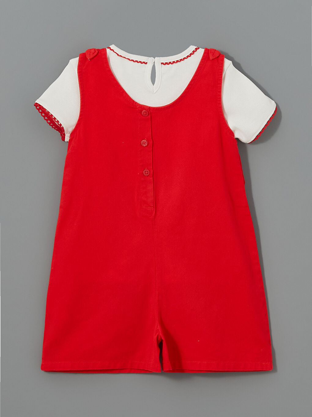 Beyaz Bisiklet Yaka Düz Kız Çocuk Tişört-2