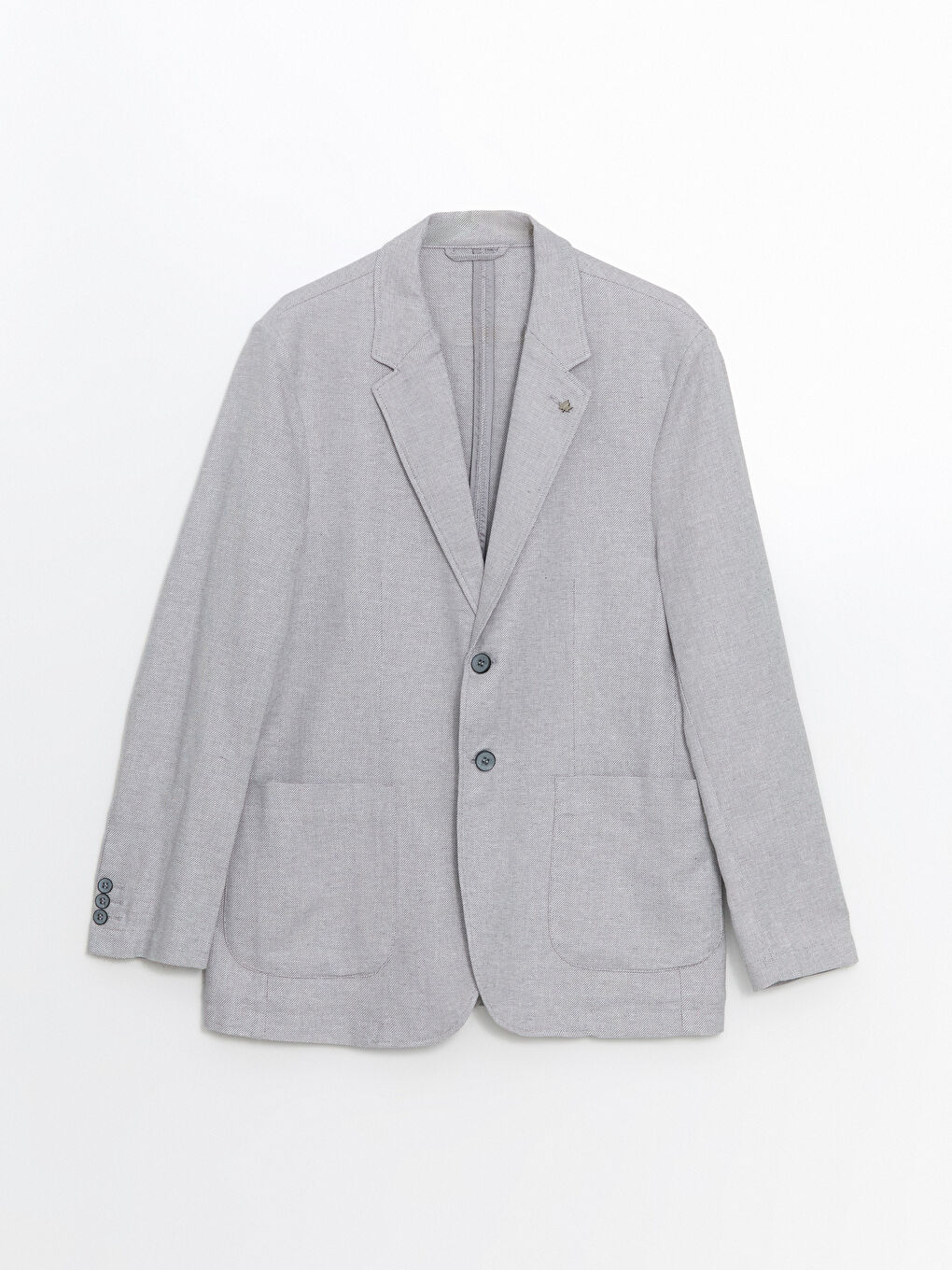 Gri Standart Kalıp Keten Görünümlü Erkek Blazer Ceket-5