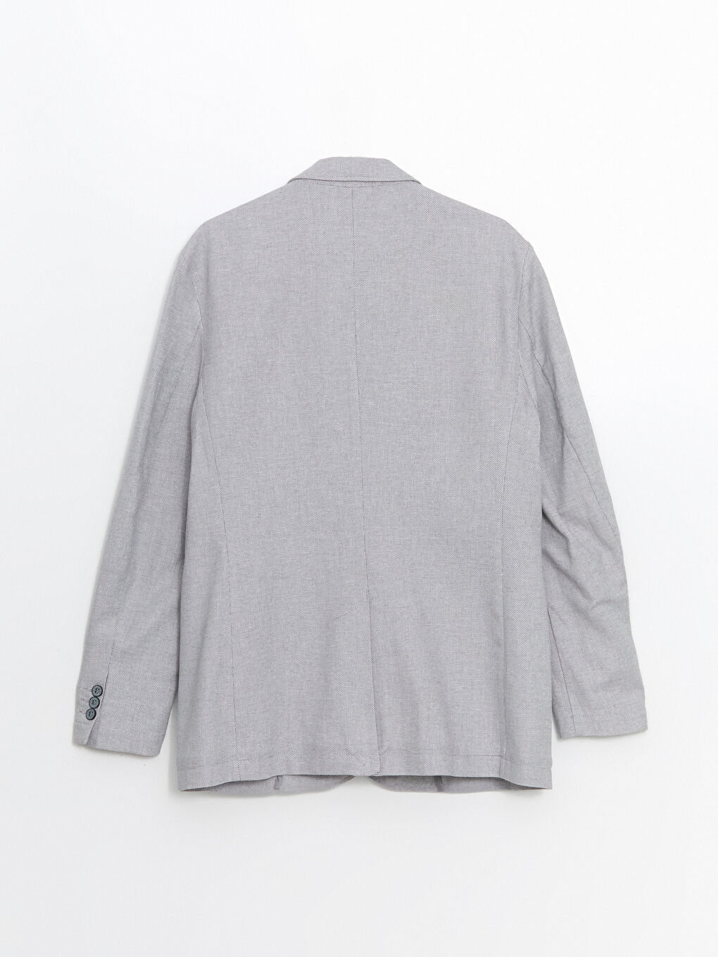 Gri Standart Kalıp Keten Görünümlü Erkek Blazer Ceket-7