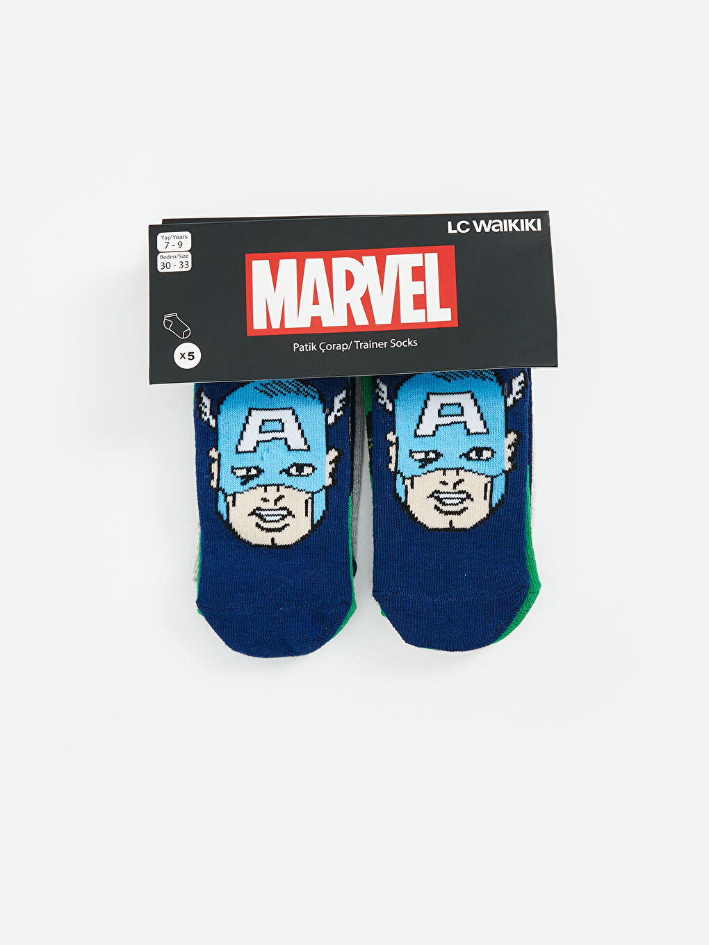 Marvel Patterned Boys' Trainer Socks 5 Pack -S5AK96Z4-K00