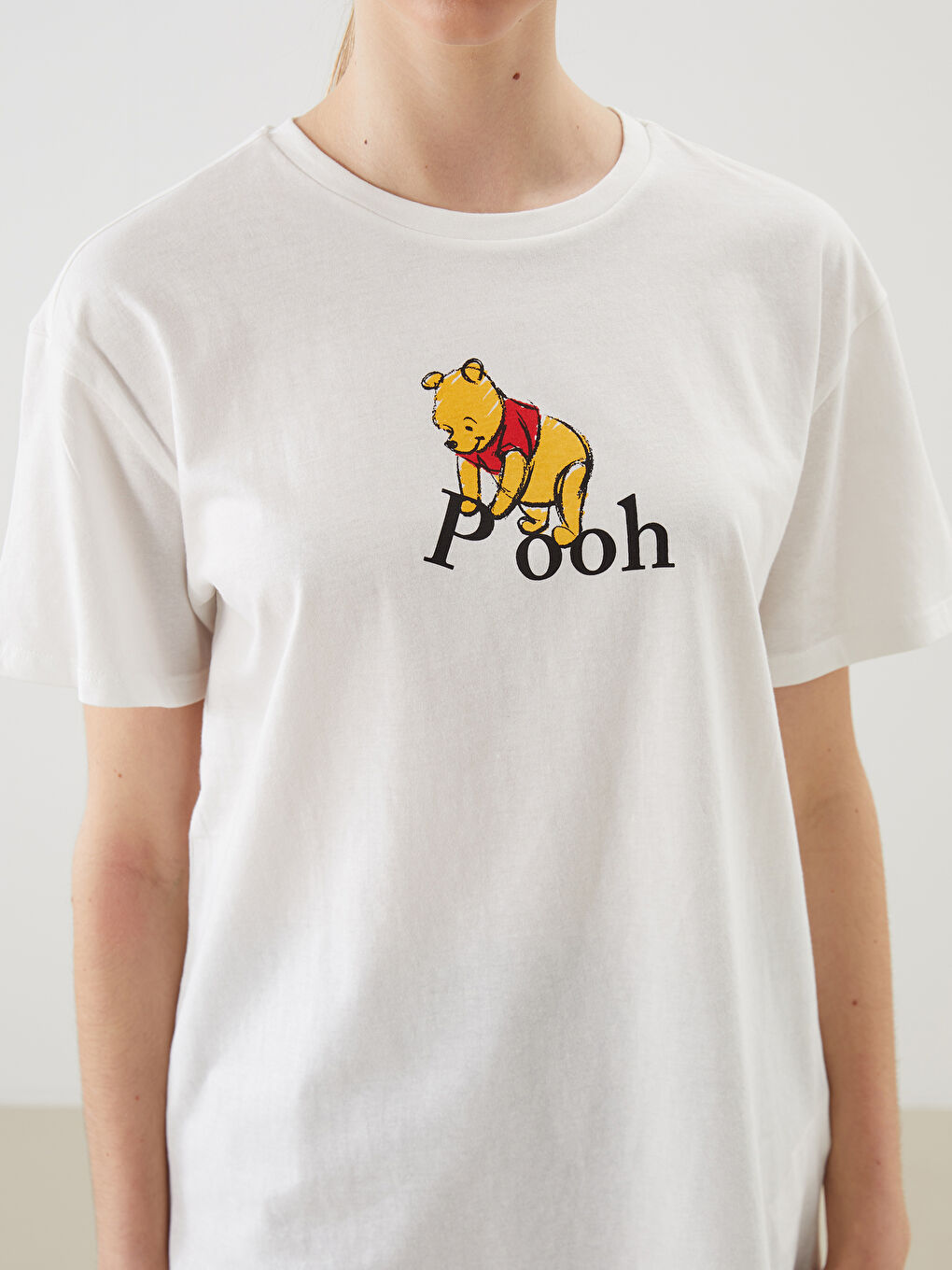 Crew Neck Winnie the Pooh Printed Women's T-Shirt -S5AL14Z8-R9J