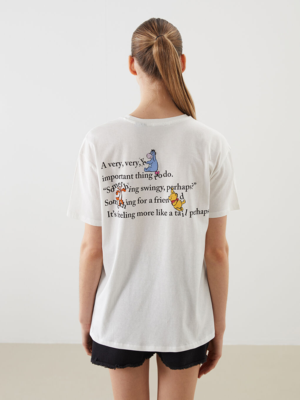 Crew Neck Winnie the Pooh Printed Women's T-Shirt -S5AL14Z8-R9J