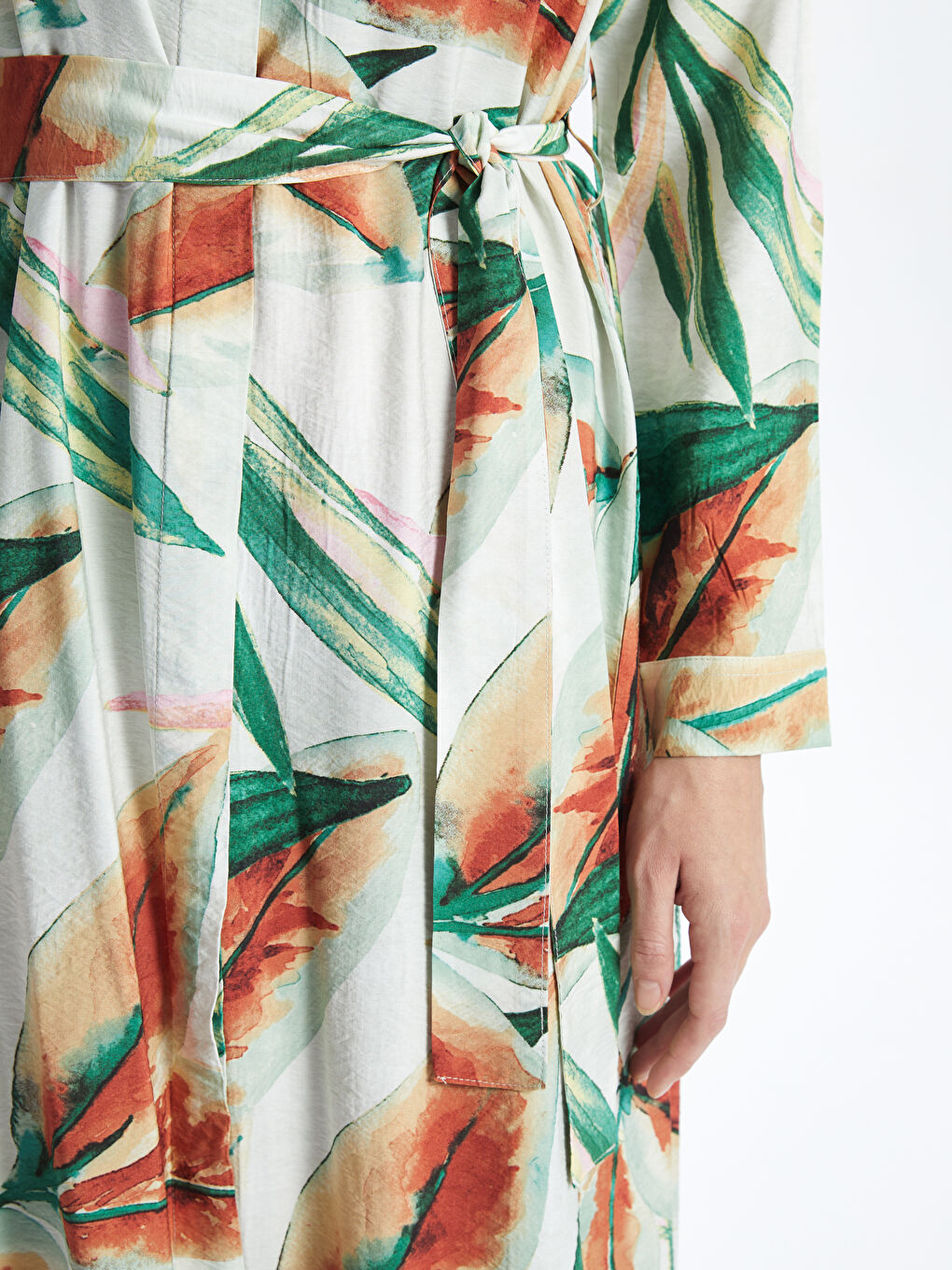 Floral Sash Shirt Dress -S5AL19Z8-F9C