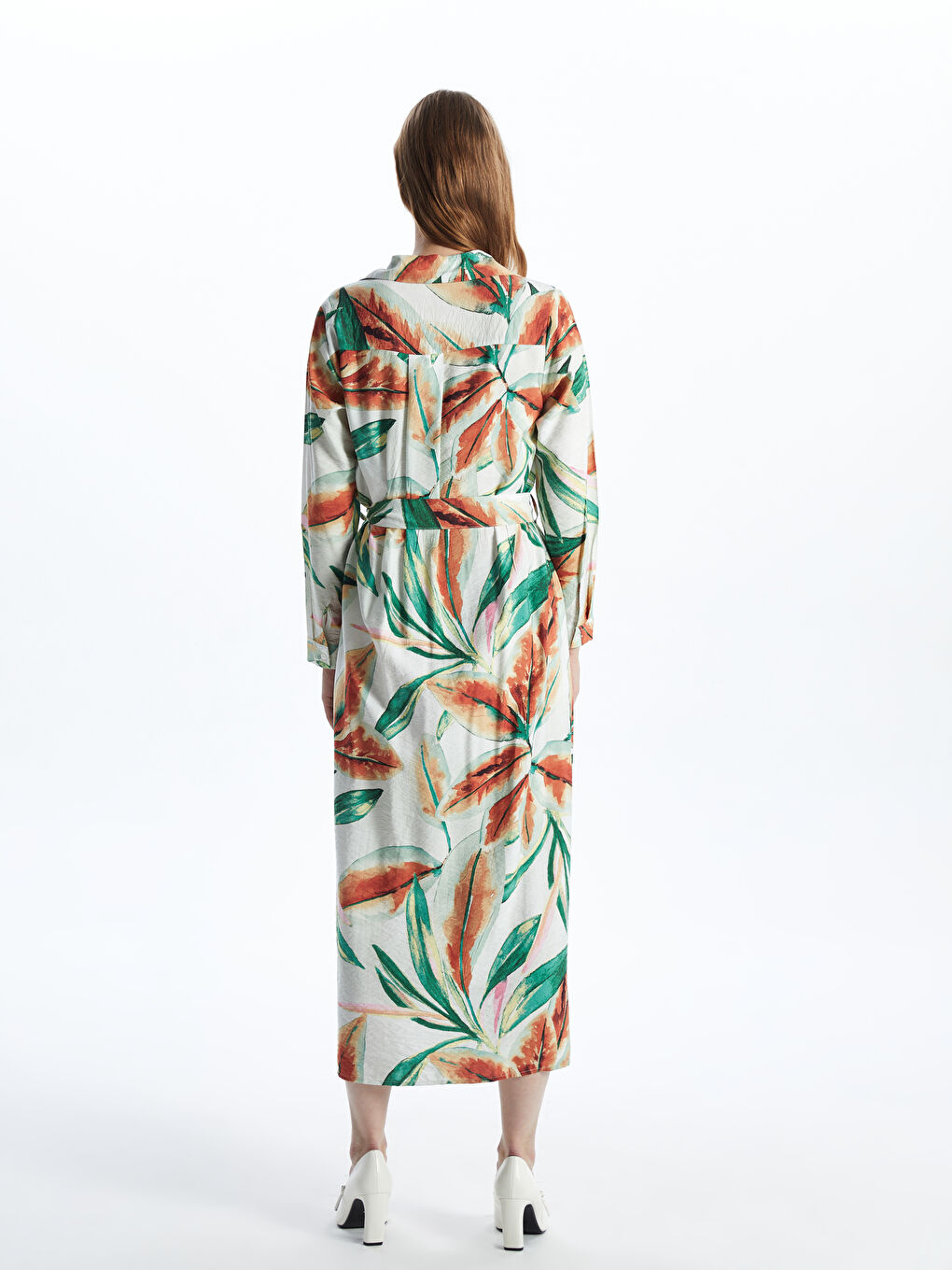 Floral Sash Shirt Dress -S5AL19Z8-F9C