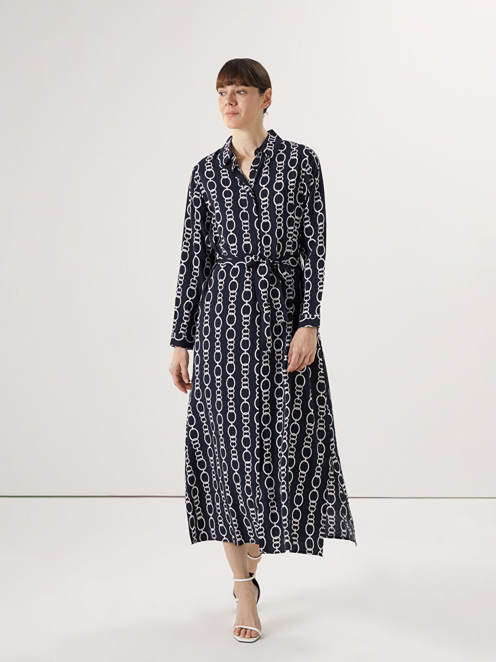 Floral Sash Shirt Dress -S5AL19Z8-LQJ