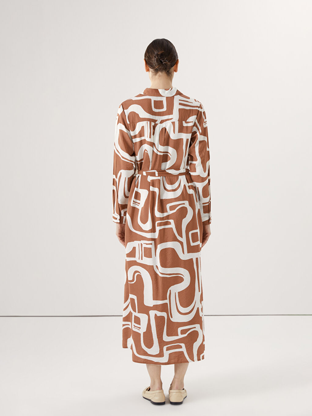 Floral Sash Shirt Dress -S5AL19Z8-LSR