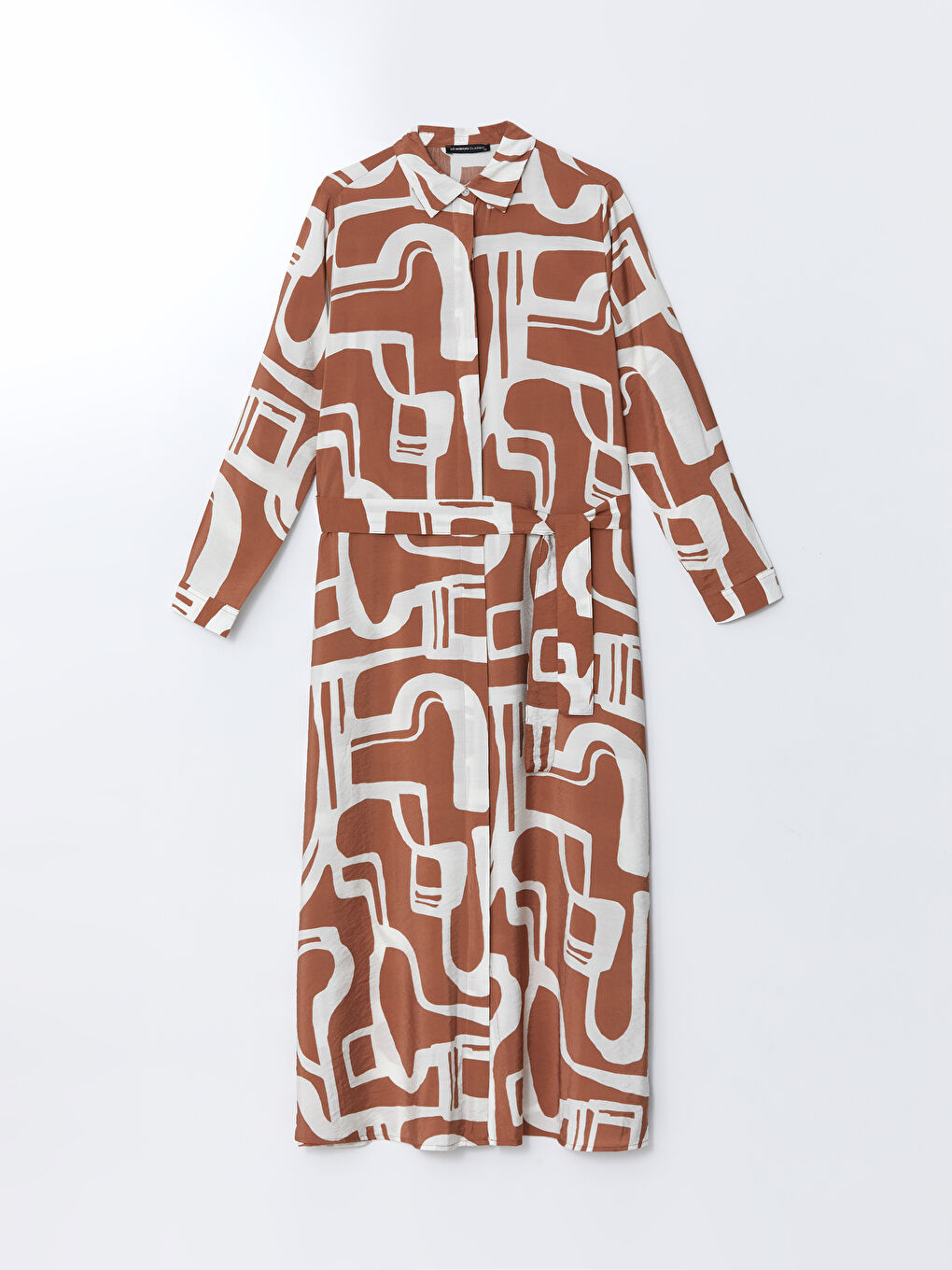 Floral Sash Shirt Dress -S5AL19Z8-LSR