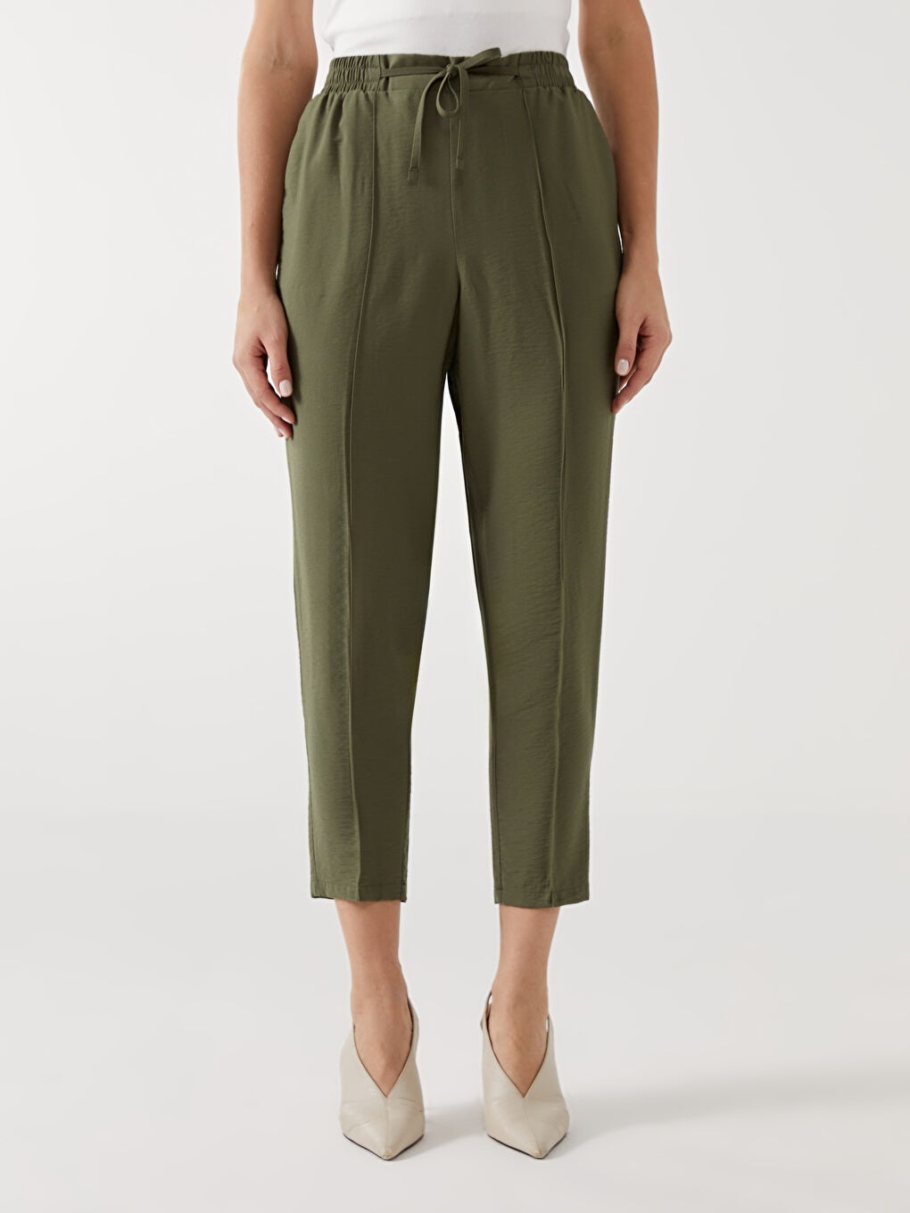 Elastic Waist Carrot Fit Women's Trousers -S5AL24Z8-CTA