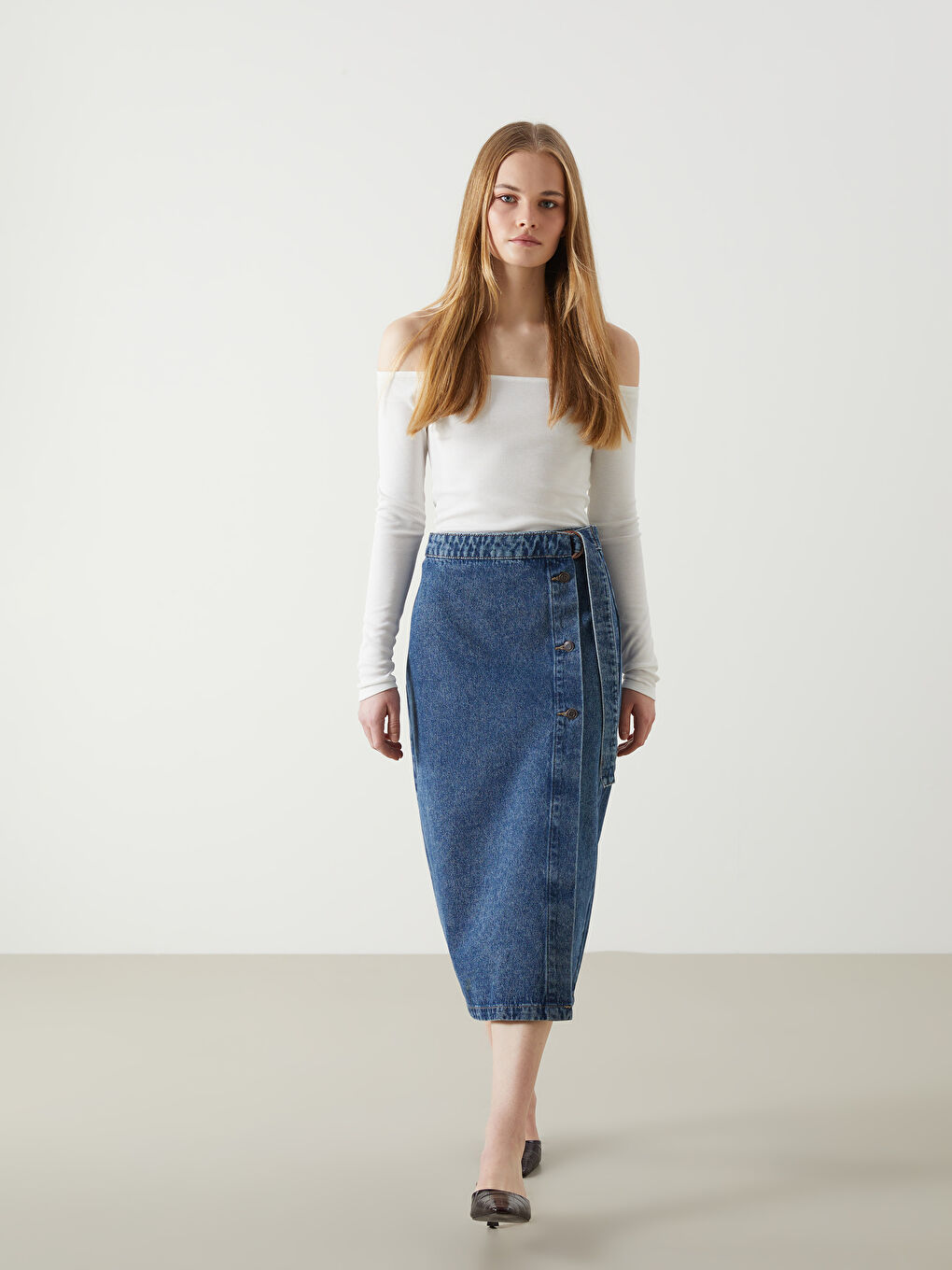 Regular Fit Women's Denim Skirt -S5AL33Z8-507