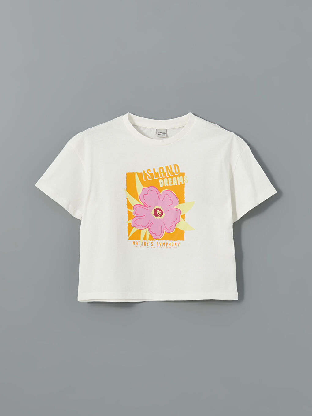 Beyaz Bisiklet Yaka Kız Çocuk Tişört