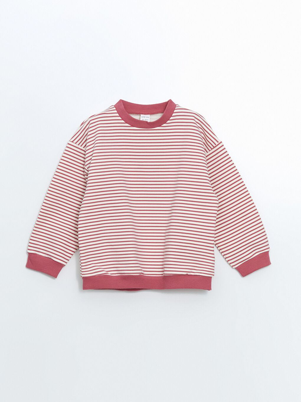 Pembe Bisiklet Yaka Çizgili Kız Bebek Sweatshirt