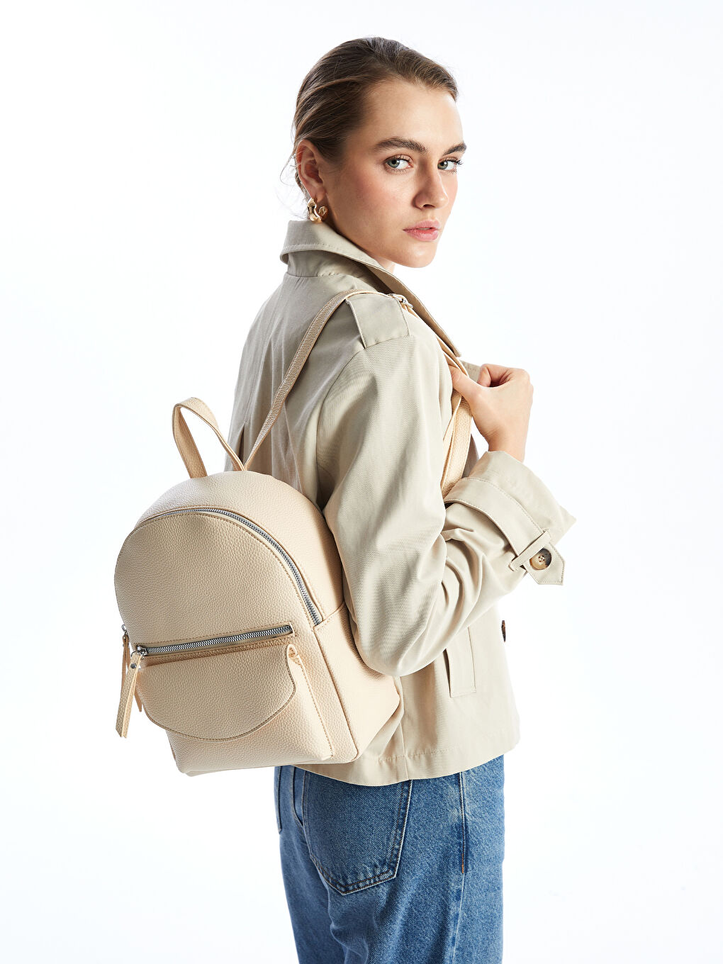 Leather Look Women's Backpack -S5AL86Z8-EEW