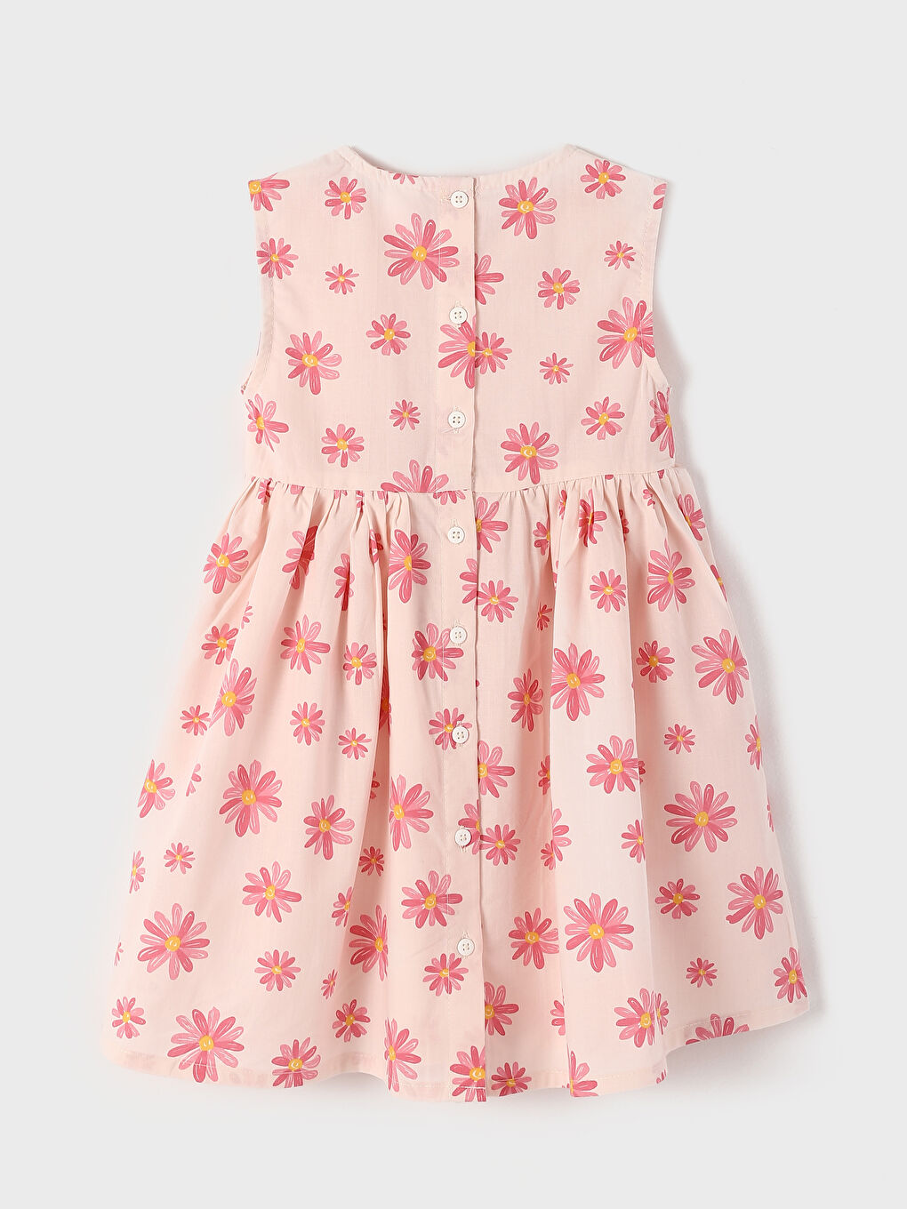 Robe en Popeline Florale pour Filles à Col Rond-1