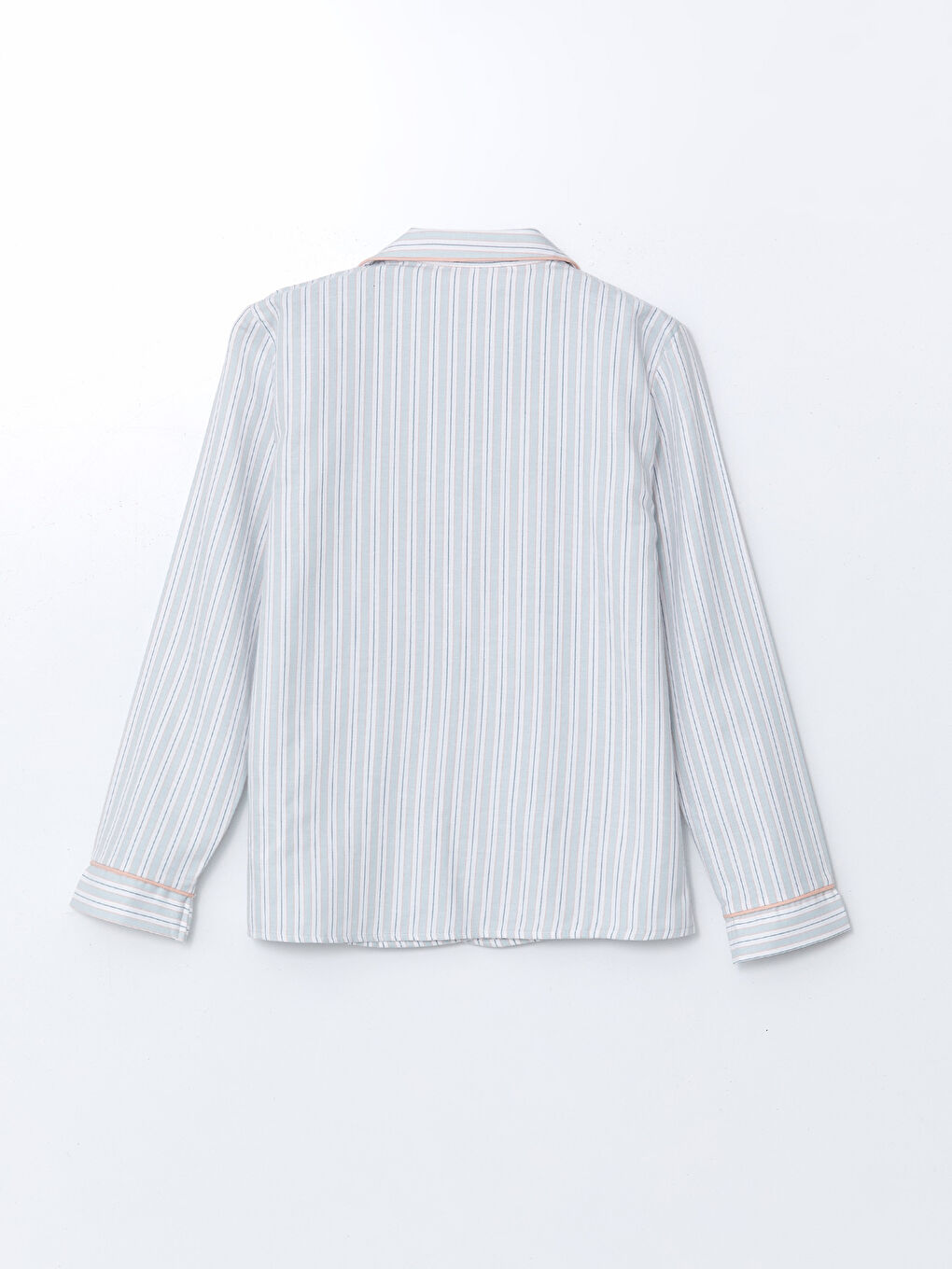 Mavi Gömlek Yaka Çizgili Kadın Pijama Üstü-1