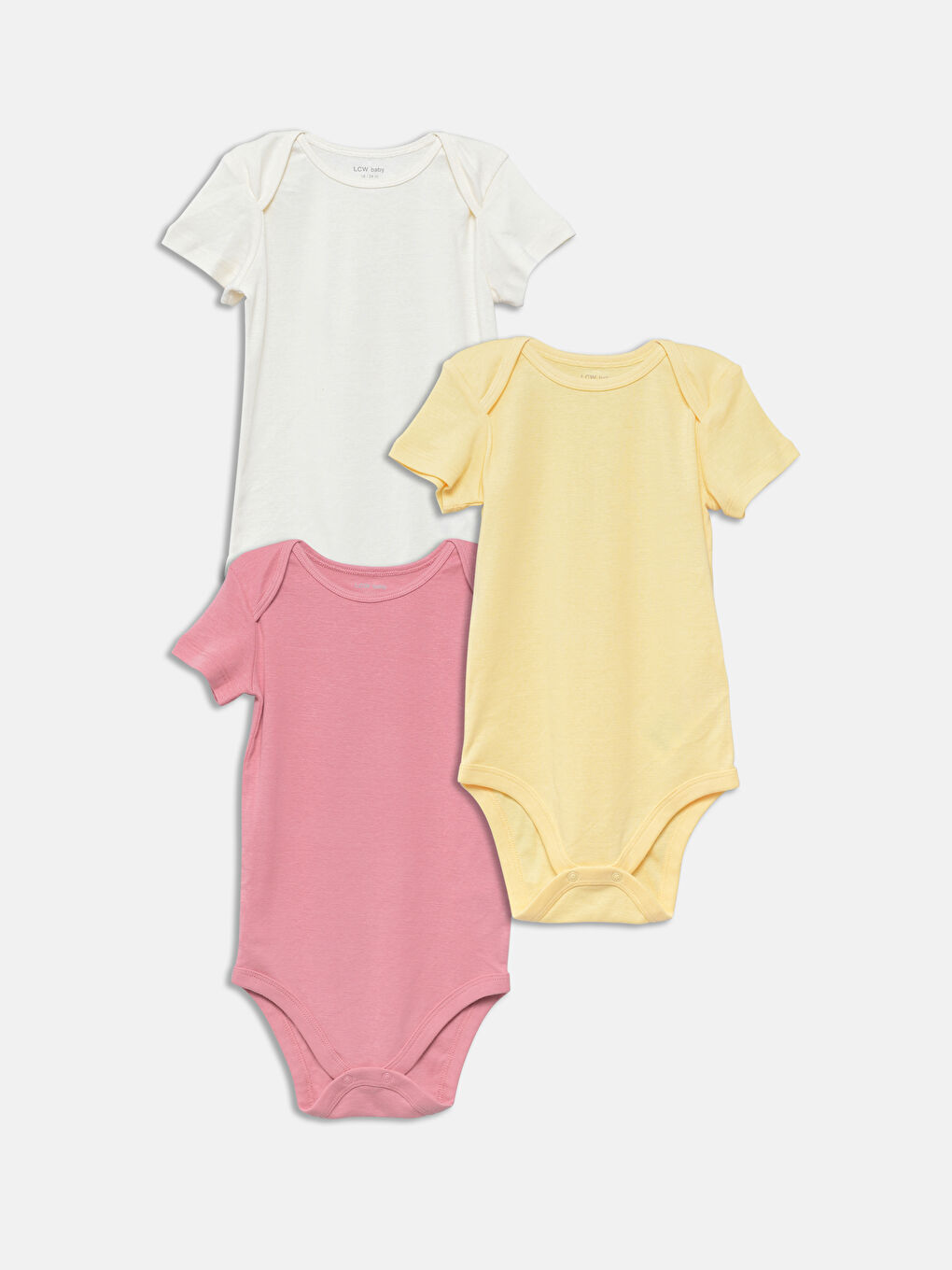 Crew Neck Basic Baby Girl Snap-On Bodysuit 3-Piece -S5AO40Z1-GJA