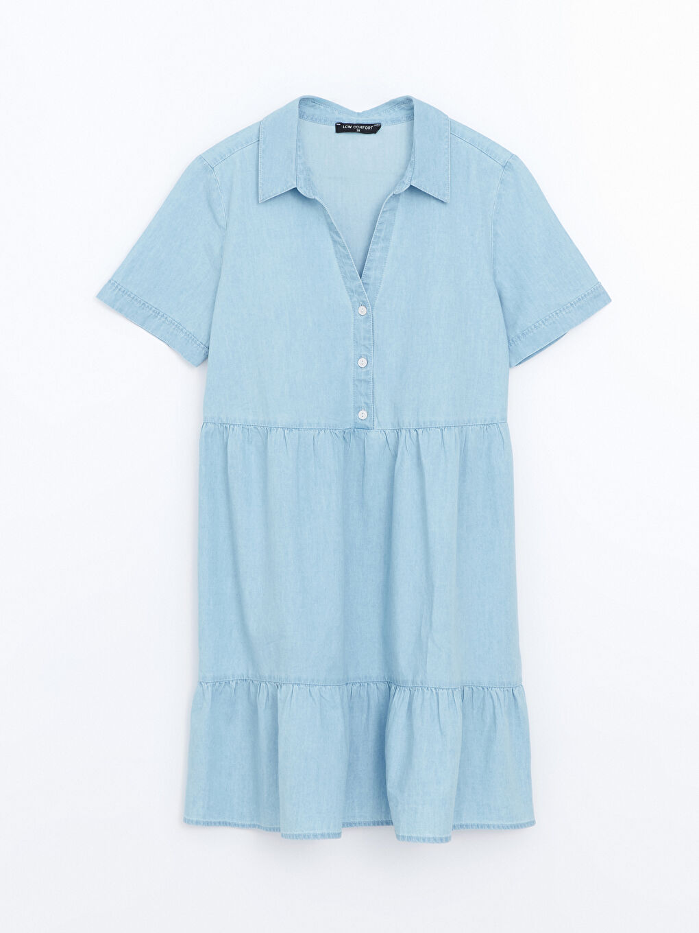 Collared Neck Women's Denim Dress -S5AO62Z8-LR1