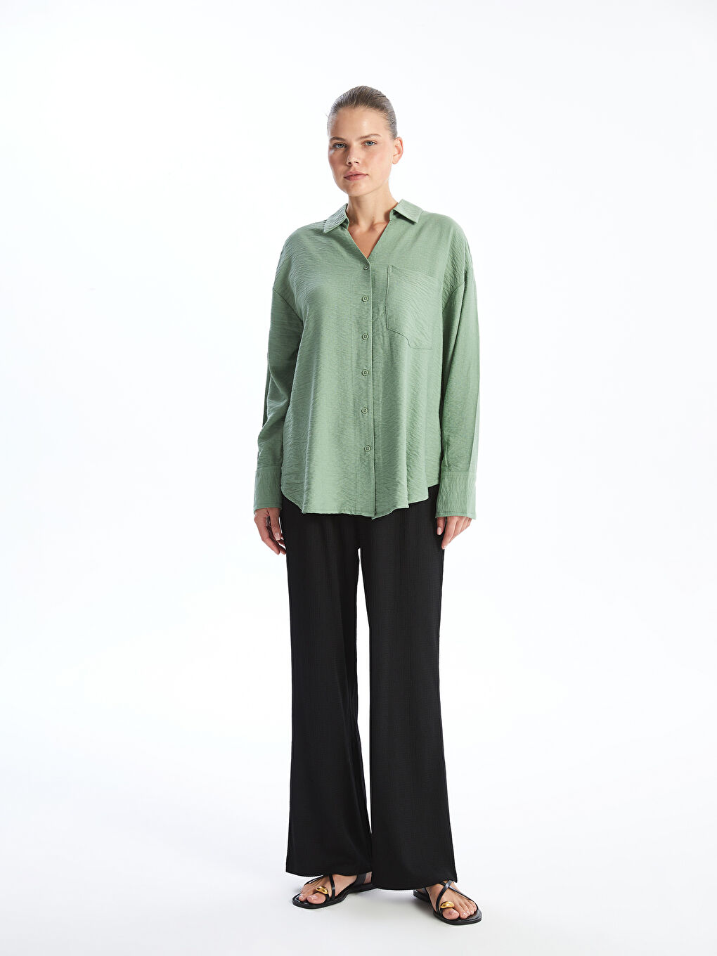 Elastic Waist Textured Women's Trousers -S5AO74Z8-CVL