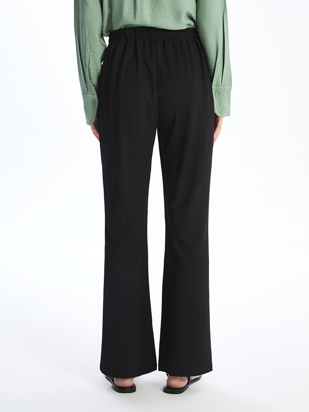 Elastic Waist Textured Women's Trousers -S5AO74Z8-CVL