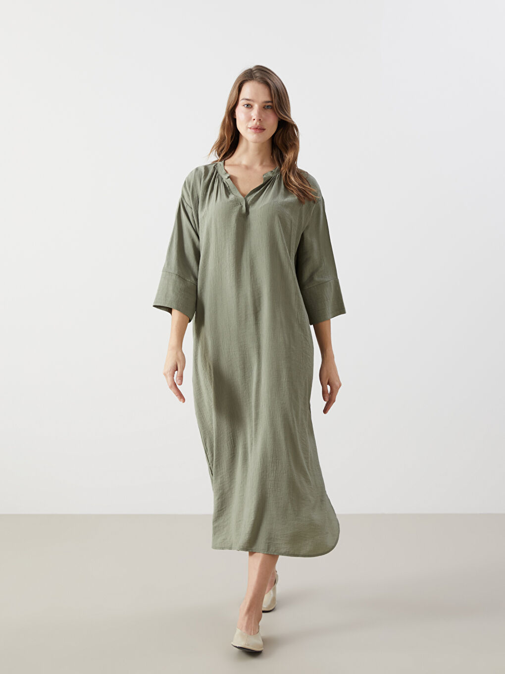 Notch Neck Oversize Dress
