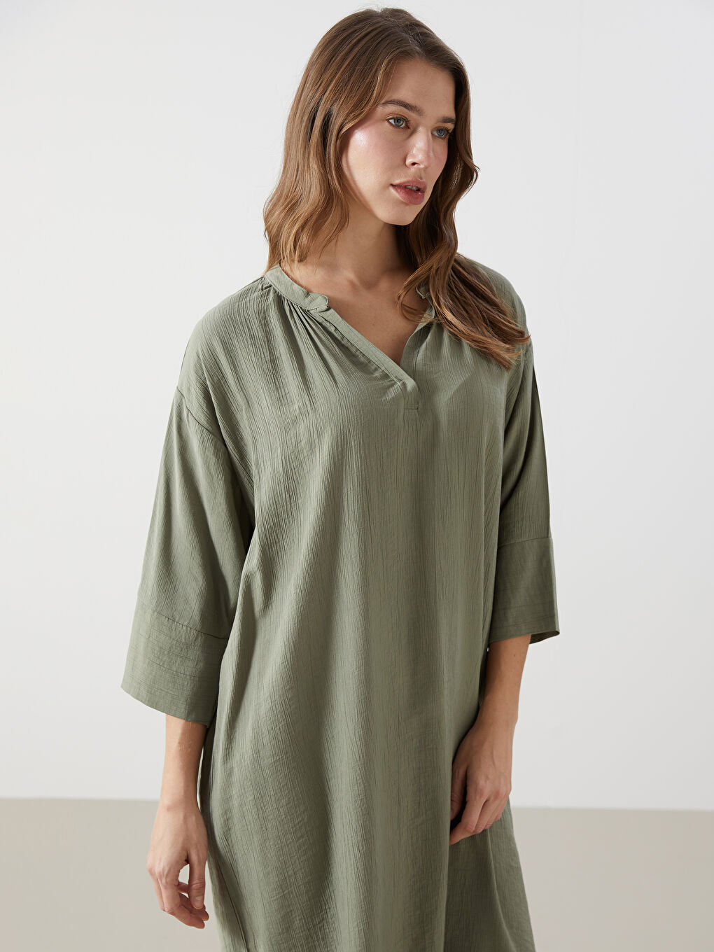 Notch Neck Oversize Dress-1