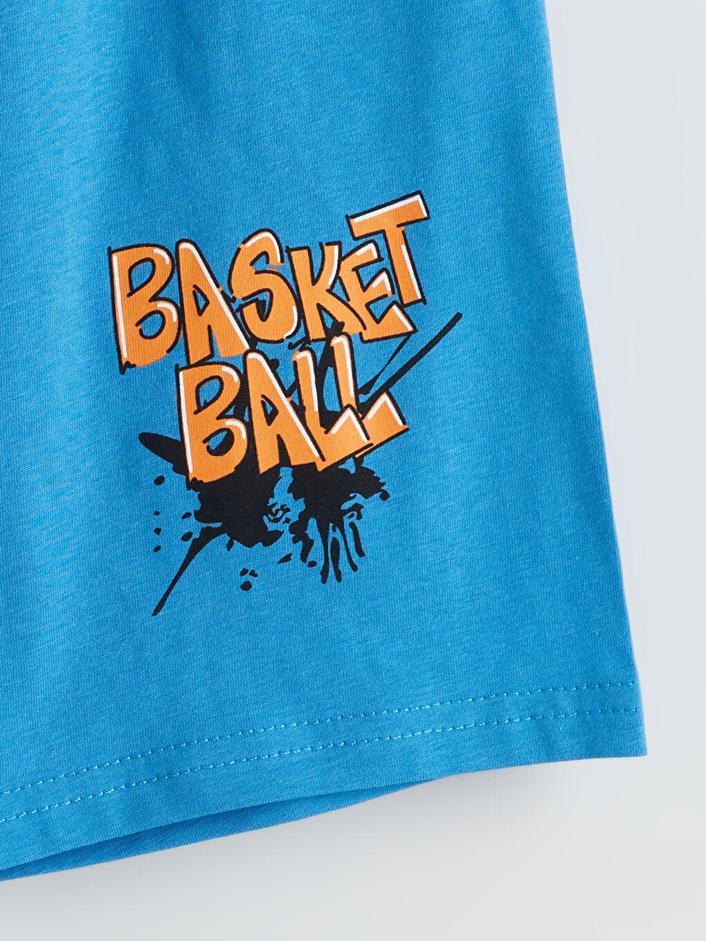 Mavi Beli Lastikli Baskılı Erkek Çocuk Pijama Şort-1