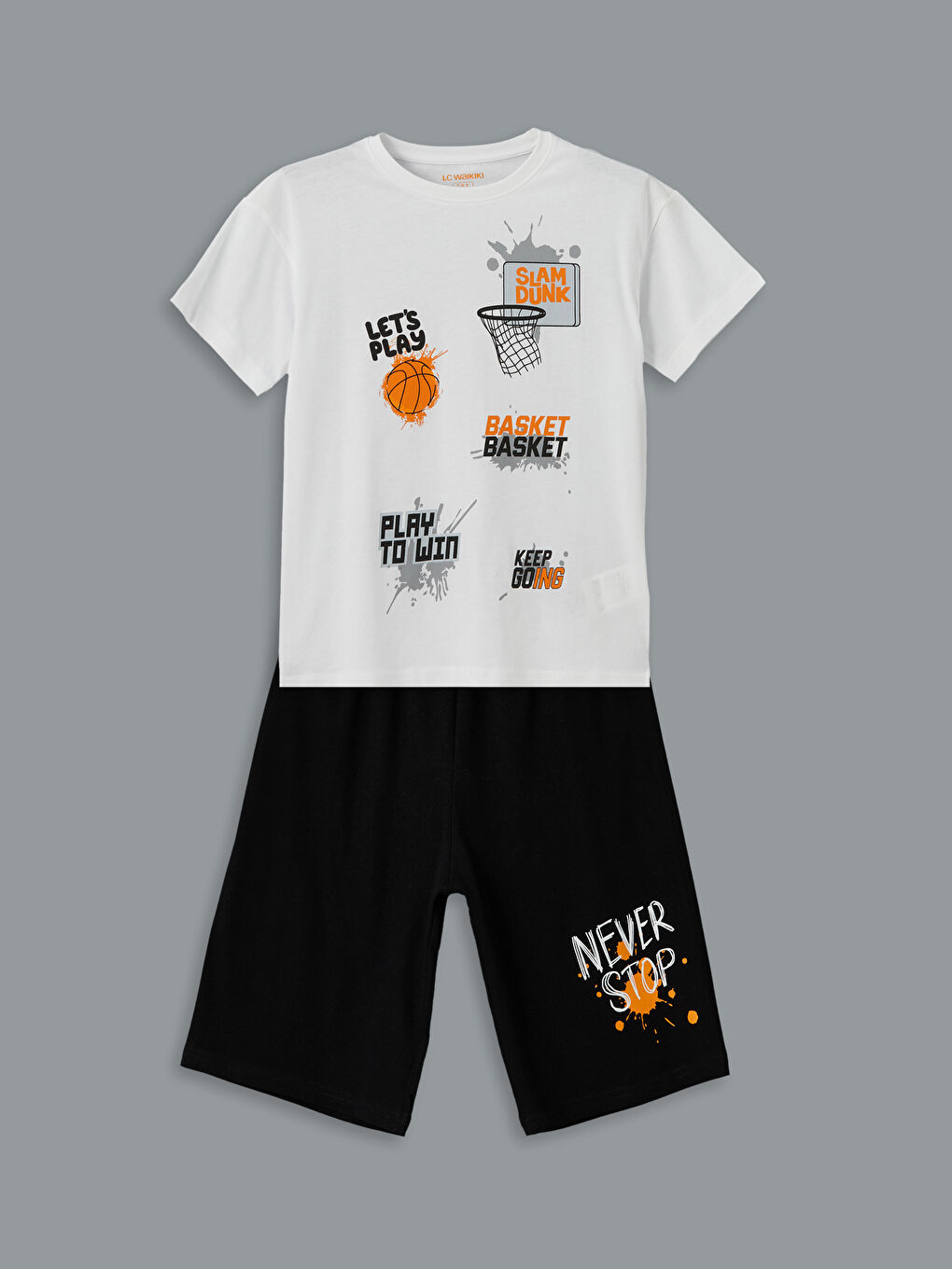 Beyaz Bisiklet Yaka Baskılı Erkek Çocuk Pijama Üst