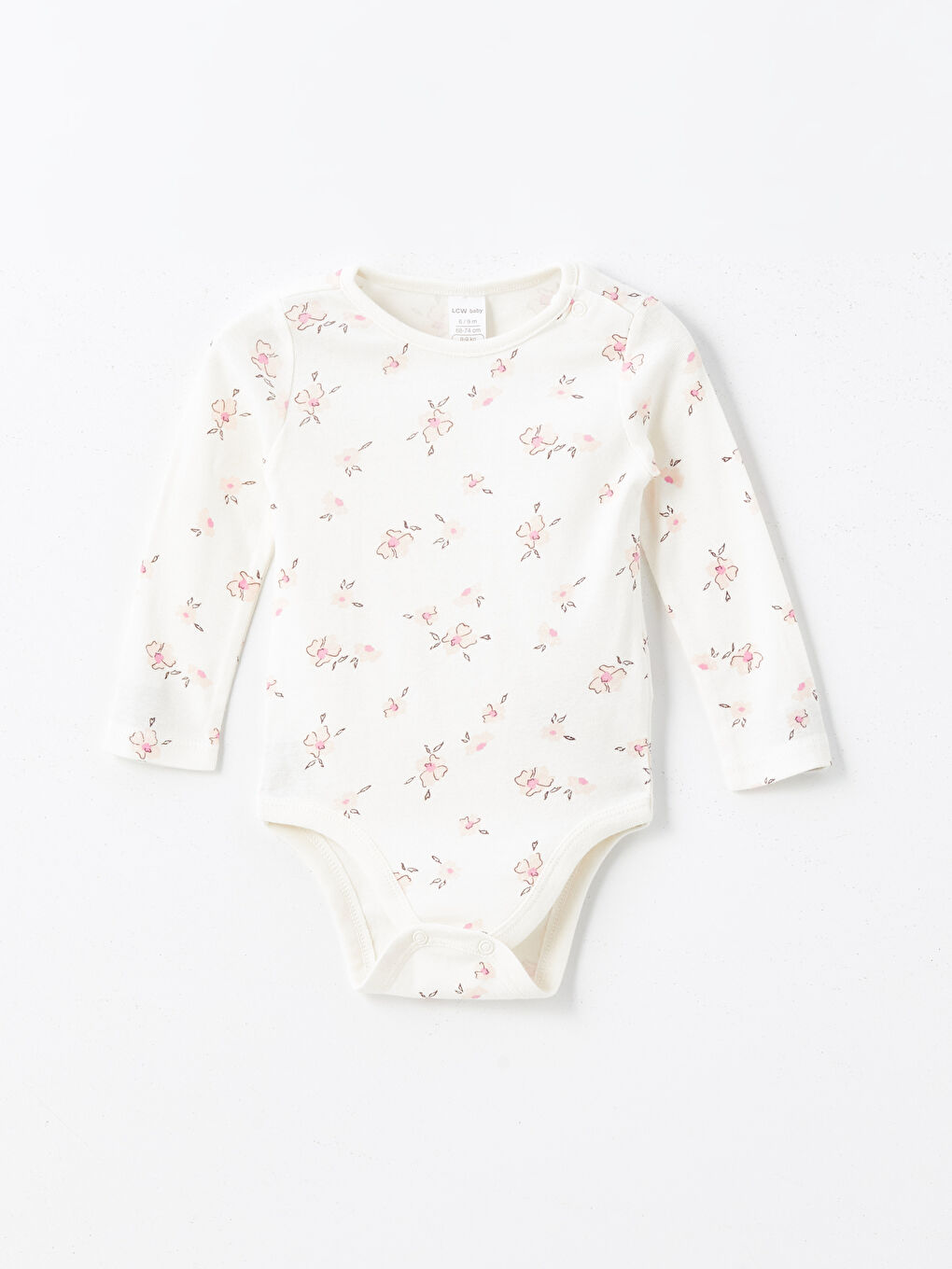 Crew Neck Long Sleeve Printed Baby Girl Bodysuit with Snap Crotch 2-Pack -S5AP20Z1-LRA