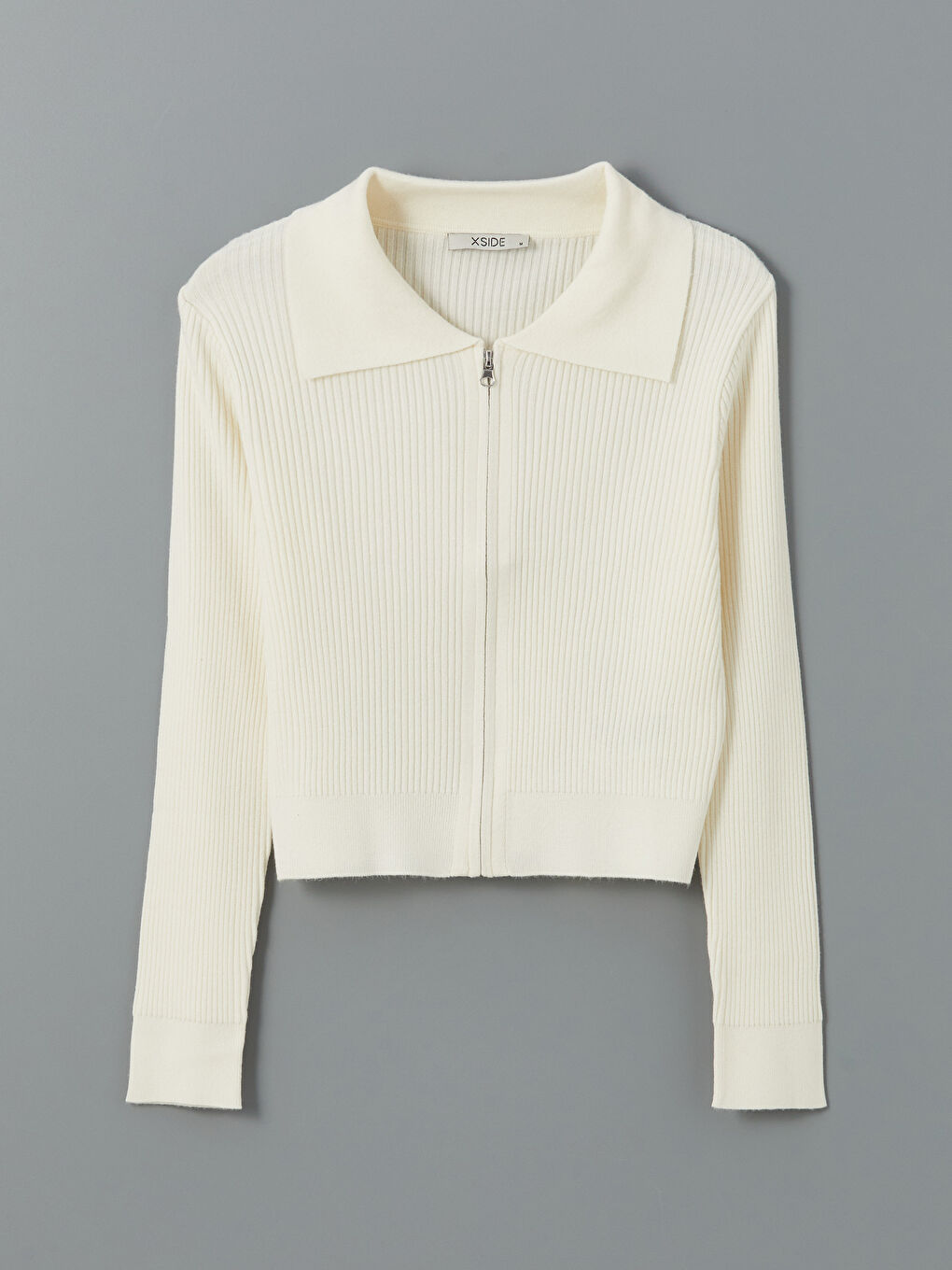 Funnel Neck Ribbed Women's Knitwear Cardigan -S5AP40Z8-R9J