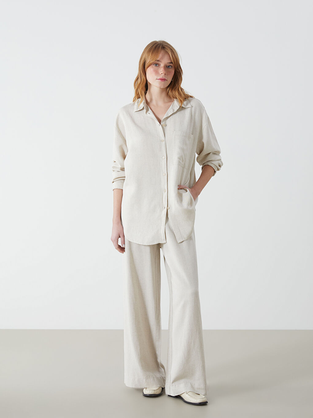 Loose Fit Women's Linen Shirt -S5AP45Z8-VHM