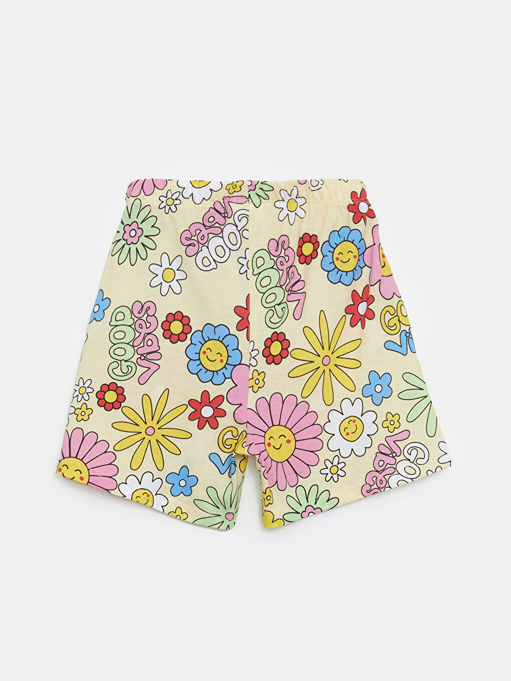 Sarı Beli Lastikli Kız Çocuk Pijama Şort-1