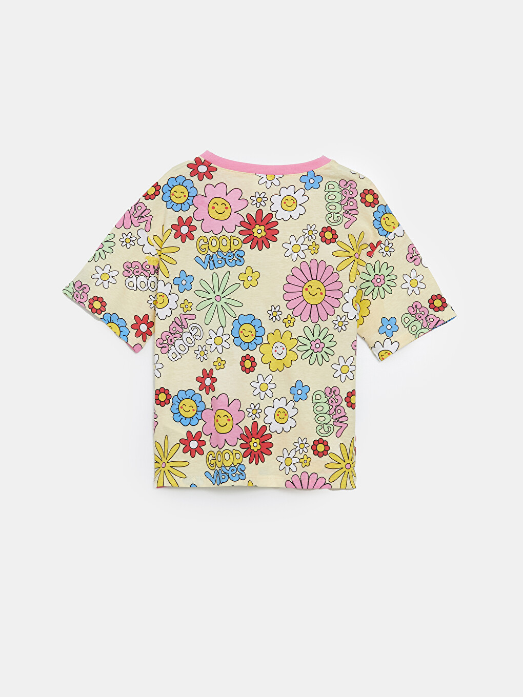 Sarı Çiçekli Kız Çocuk Pijama Üst-1