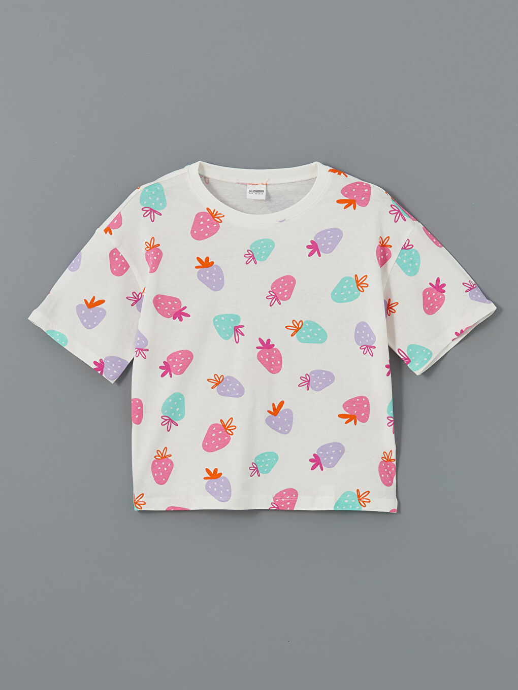 Ekru Baskılı Kız Çocuk Pijama Üst