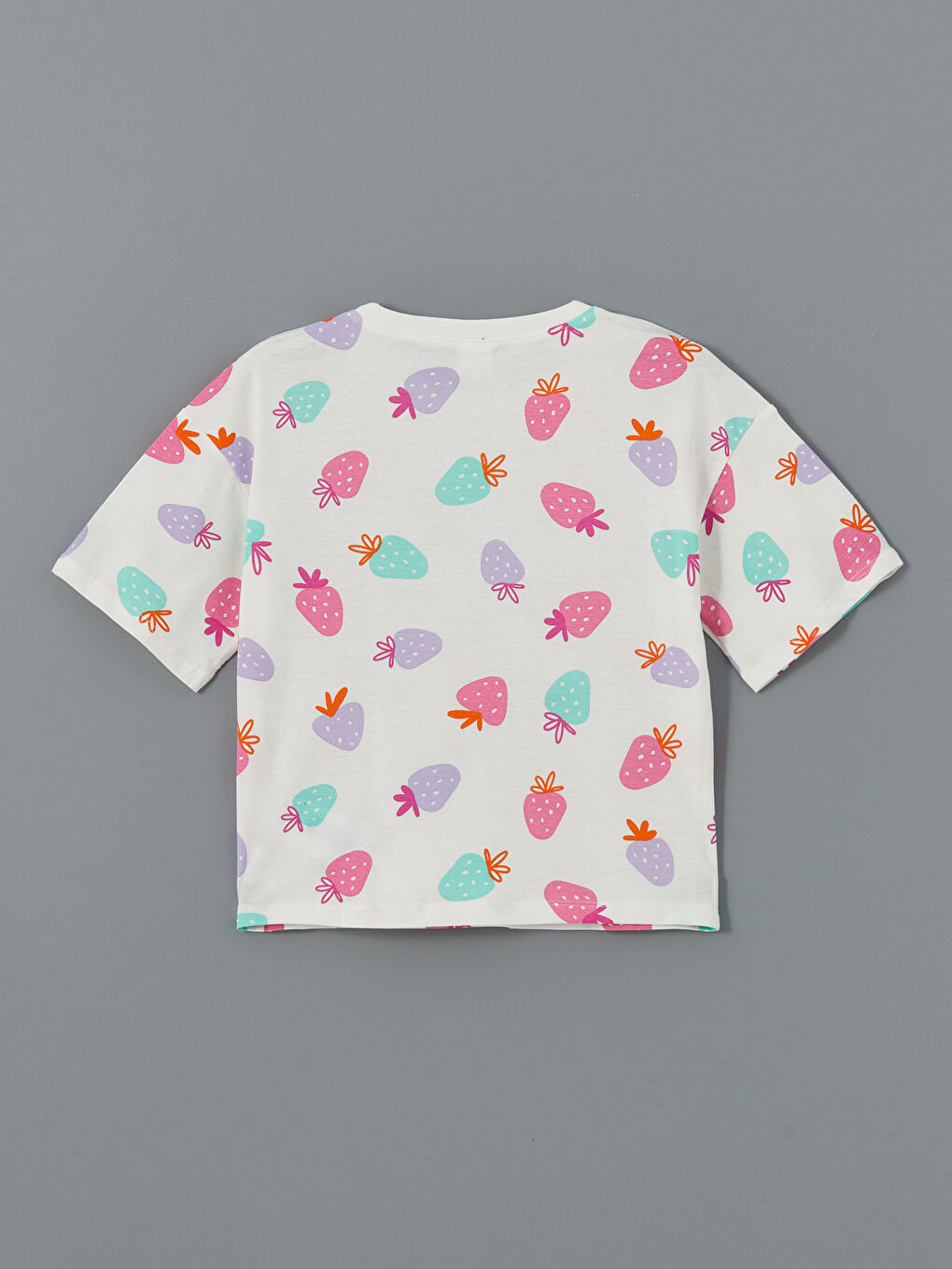 Ekru Baskılı Kız Çocuk Pijama Üst-1