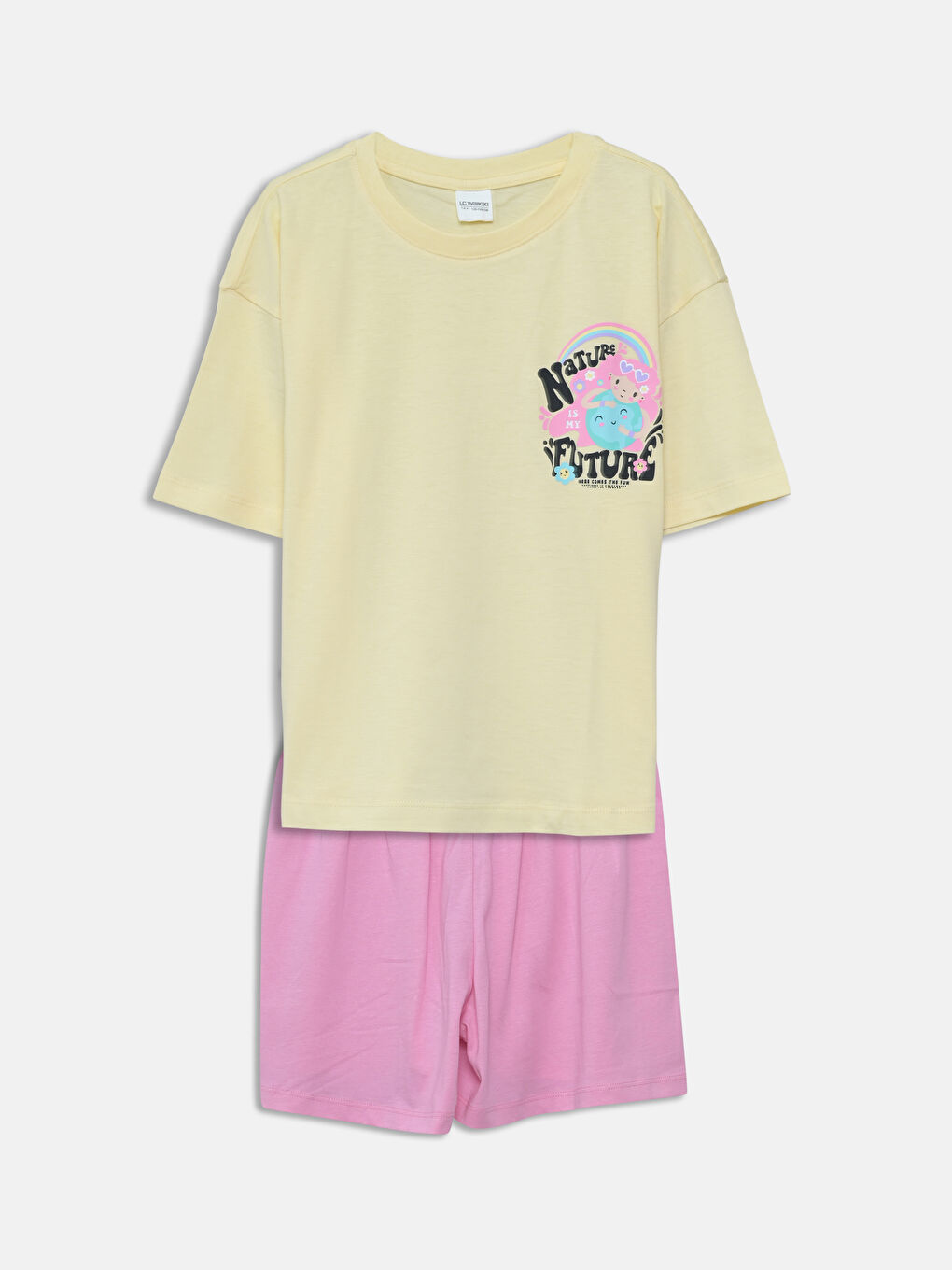 Crew Neck Girls' Shortie Pyjama Set -S5AP71Z4-FDS