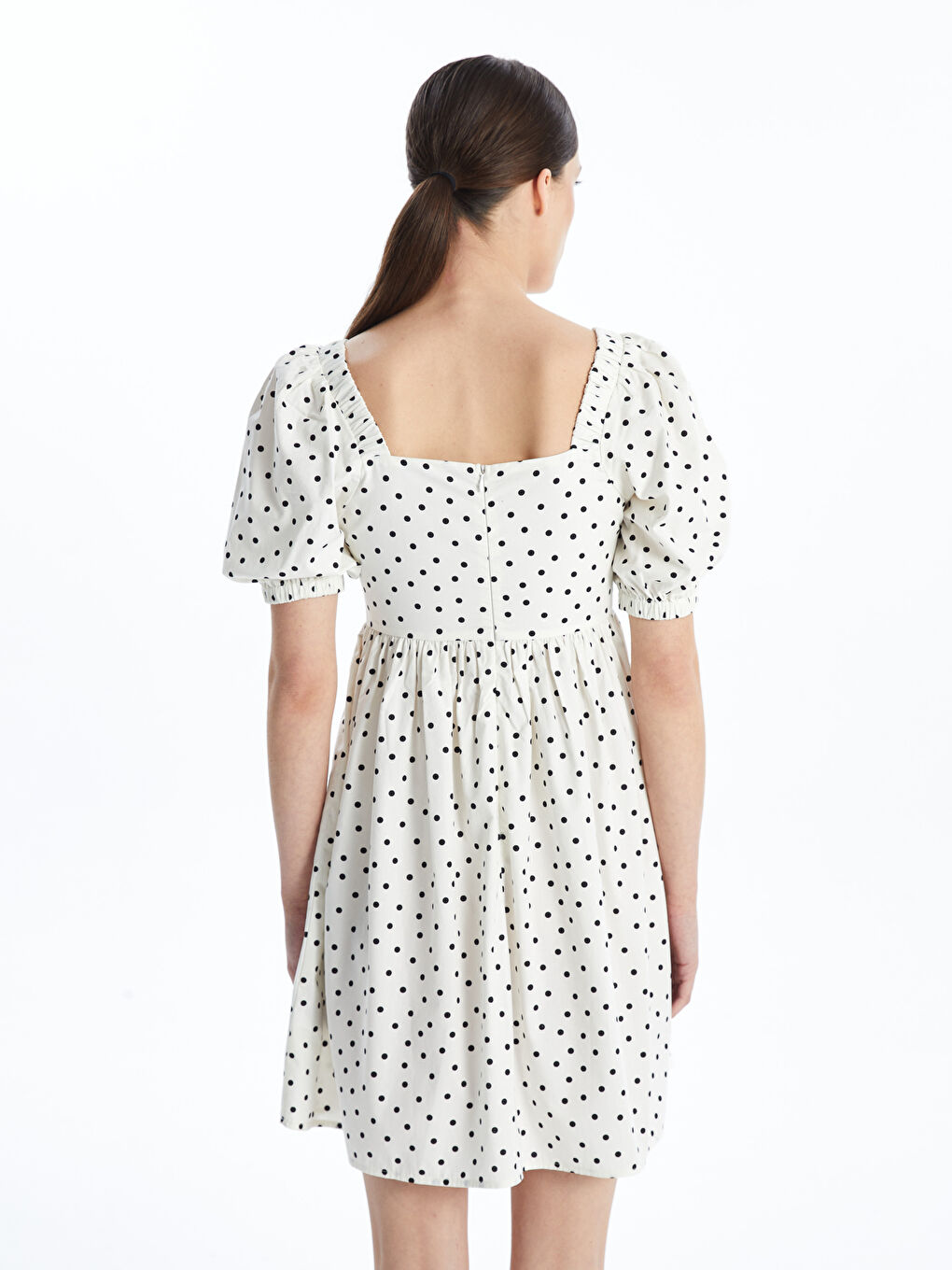 Polka Dot Balloon Sleeve Mini Dress -S5AP94Z8-LU7