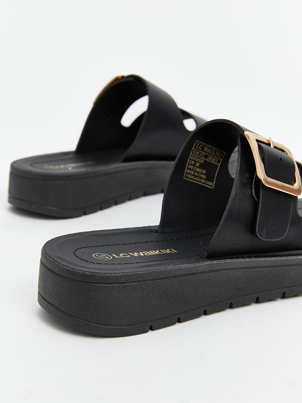 LCW STEPS Faux Leather Double Strap Women's Slippers -S5AQ15Z8-HUC