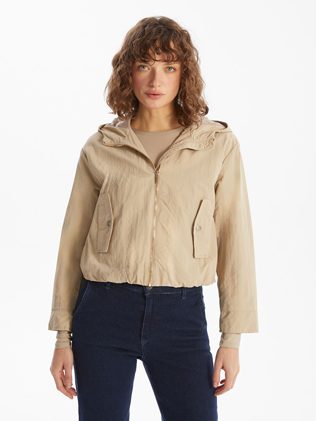 Hooded Plain Oversize Women's Trench Coat -S5AQ67Z8-Q7H