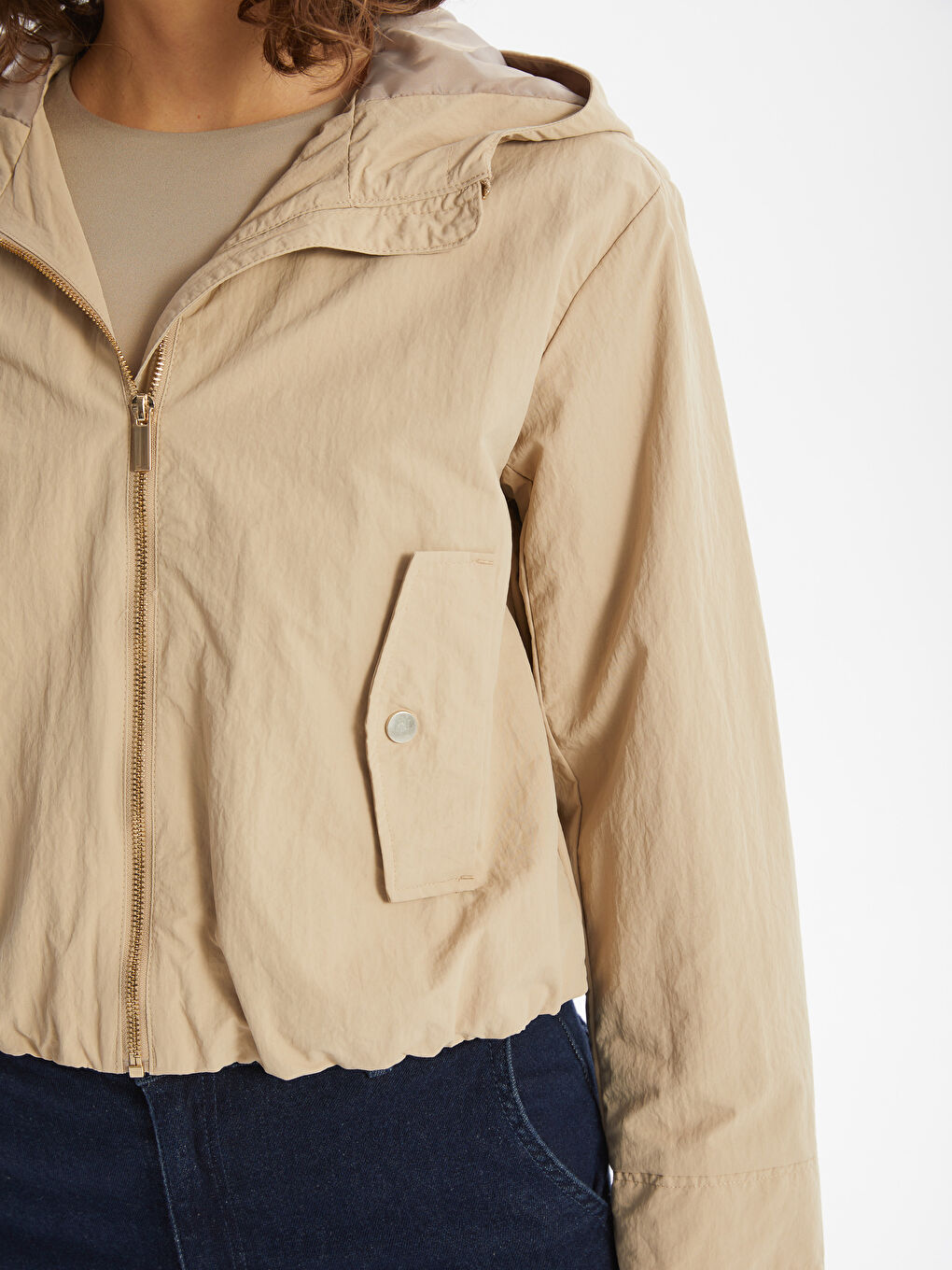 Hooded Plain Oversize Women's Trench Coat -S5AQ67Z8-Q7H