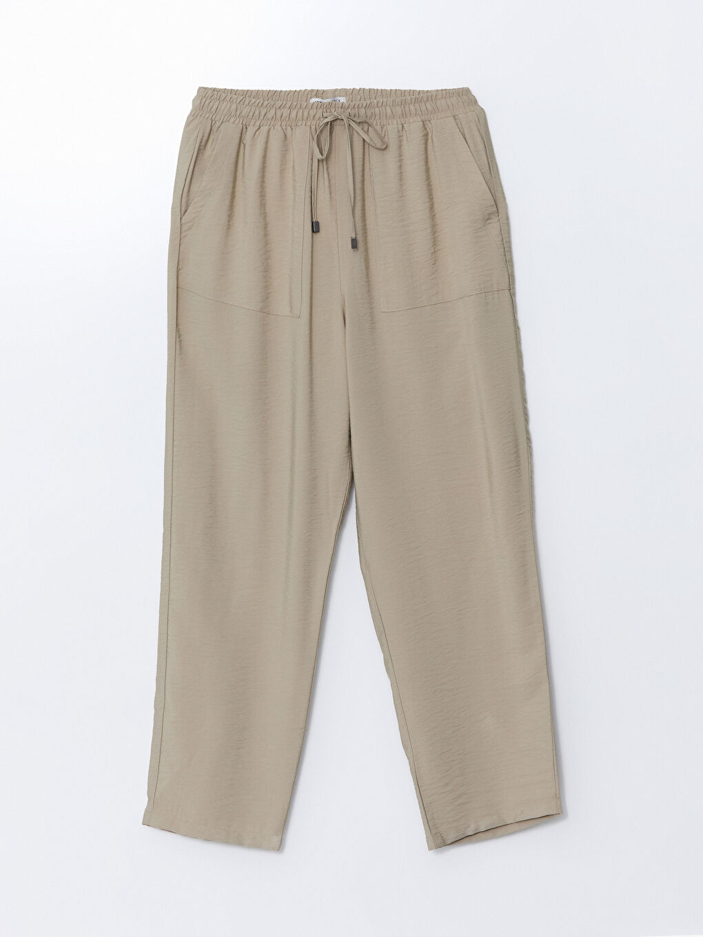 Bej Beli Lastikli Kadın Pantolon-6