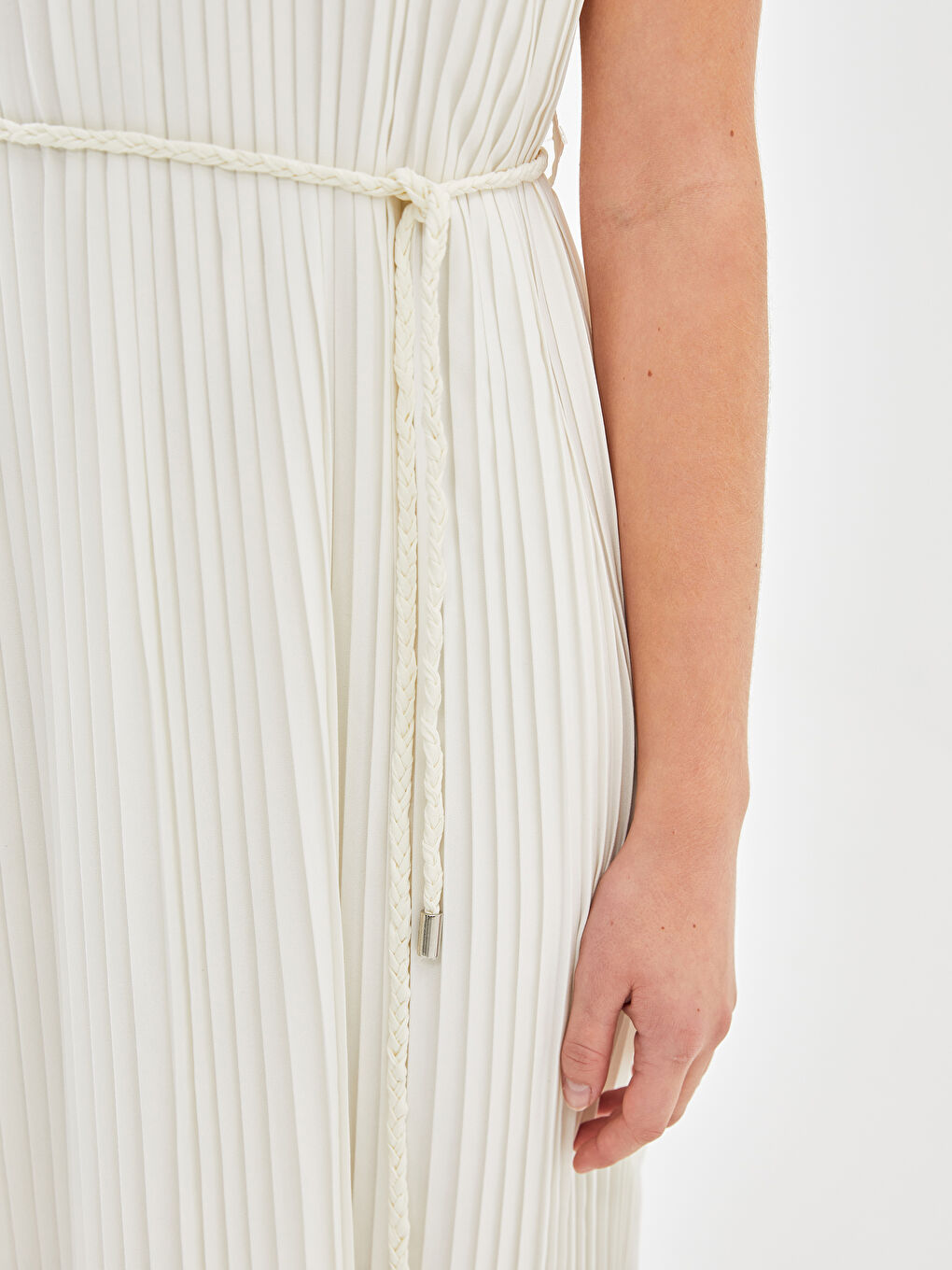 Plain Pleated Women's Midi Dress -S5AQ83Z8-R9J