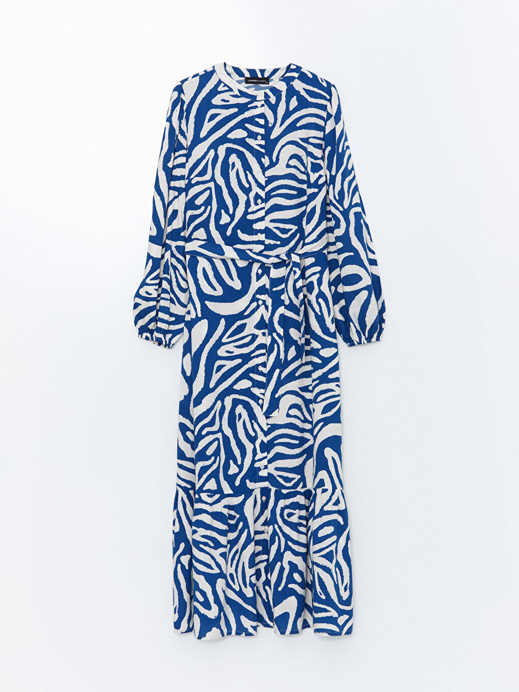 LCWAIKIKI Classic Patterned Women's Long Shirt Dress with Sash -S5AR10Z8-LSJ