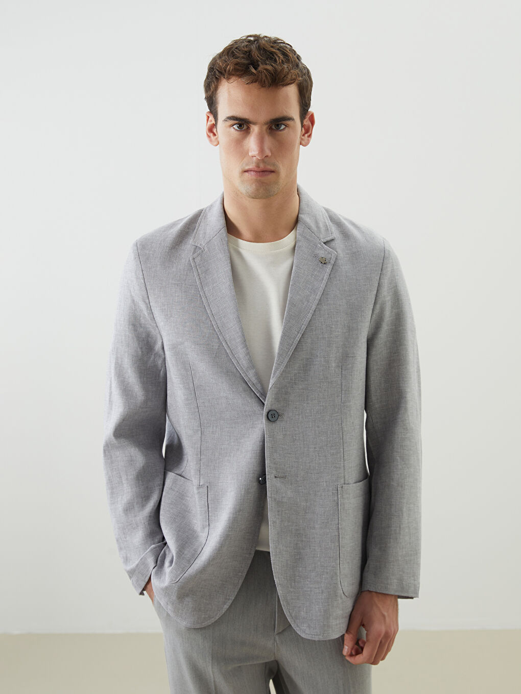 Slim Fit Linen Look Men's Blazer Jacket -S5AR19Z8-CUZ