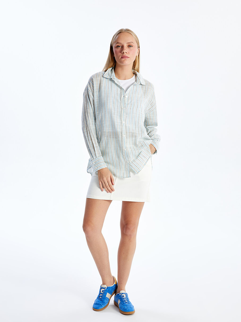 Oversize Poplin Women's Shirt -S5AR27Z8-LEN