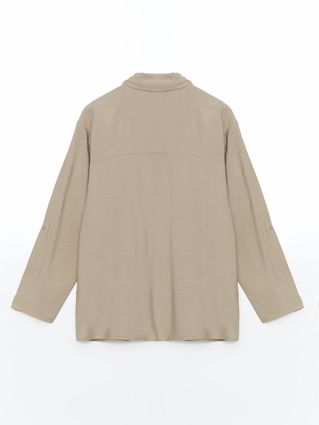 Bej Düz Cepli Kadın Gömlek Tunik-7